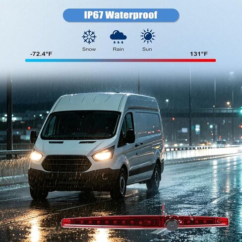 3rd Brake Light Top Roof Mount Backup Camera, 720P AHD/CVBS Dual Signal Wired Rear View Camera, IP67 Waterproof Night Vision 140° Wide Angle for Universal Flat Rear Door Car Truck SUV RV in Kuwait
