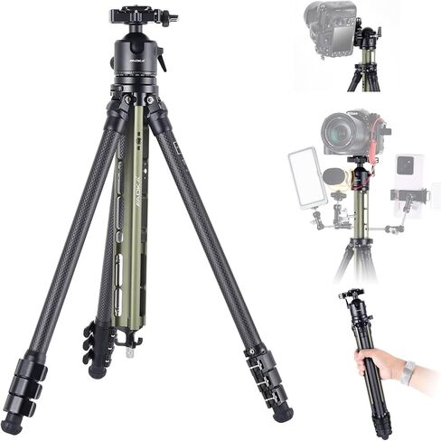 حامل ثلاثي من ألياف الكربون من AOKA لكاميرات DSLR والتصوير الفوتوغرافي بدون مرآة. رأس كروي 360 درجة، لوحة Arca Swiss سريعة الفك، تزن فقط 2.15 رطل، الارتفاع 53.9 بوصة (TS194C-DH36(53.9 بوصة / تحميل 9 كجم/19.8 رطل)) in Kuwait