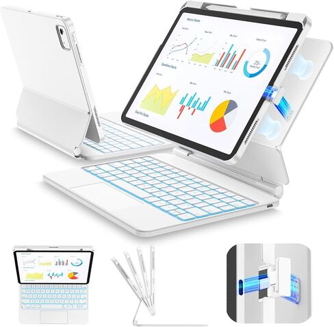 SIBEITU Keyboard Case for iPad A16 11th 2025 & 10th Gen 10.9-inch 2022, Smart Contact Connector with Removable Protective Case, Precision Trackpad, Backlit Keyboard, Floating Magnetic Stand, Black in Kuwait