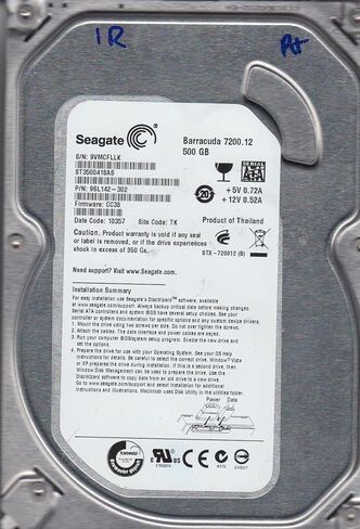 محرك الأقراص الصلبة Seagate ST3500418AS سعة 500 جيجابايت وسعة 7200 كيلو بايت SATA (متجدد) in Kuwait