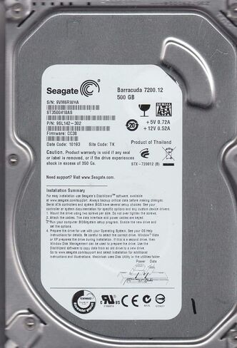 محرك الأقراص الصلبة Seagate ST3500418AS سعة 500 جيجابايت وسعة 7200 كيلو بايت SATA (متجدد) in Kuwait