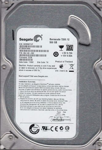 محرك الأقراص الصلبة Seagate ST3500418AS سعة 500 جيجابايت وسعة 7200 كيلو بايت SATA (متجدد) in Kuwait