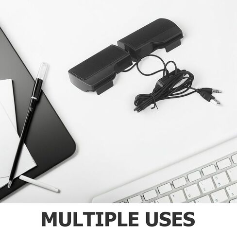 USB Clamping Computer Speakers for Laptop and Desktop, Compact Portable USB-Powered Office Music Speaker with 3. Voltage, Compatible with Monitors and Notebooks for Home and Work in Kuwait