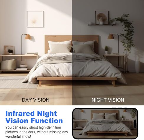 Mini Nanny Cam Camera Clock with WiFi - 1080P Digital Alarm Clock for Home and Office Use, 2.4G WiFi, Night Vision, Loop Recording, Wide Angle, Blue LED Display, Black in Kuwait