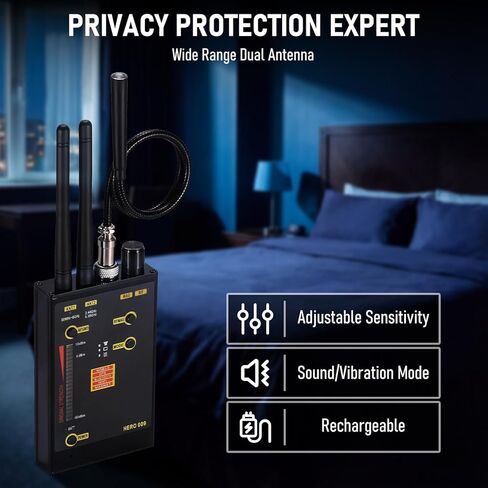HERO-009 كاشف الكاميرا الخفية، كاشف الترددات اللاسلكية، كاشف الأخطاء، كاشف تعقب GPS المغناطيسي، جهاز حماية الخصوصية المحمول للسفر والفنادق والمركبات والمكاتب والاستخدام المهني in Kuwait