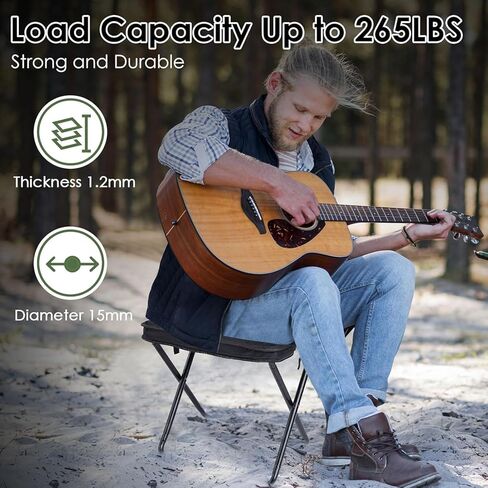 Portable Folding Stool Chair – Lightweight Compact Camping Stool with Carry Bag, Heavy Duty 265 lbs, Pocket Chair for Hiking, Backpacking & Travel in Kuwait
