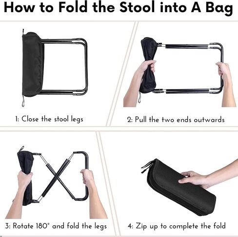 Portable Folding Stool Chair – Lightweight Compact Camping Stool with Carry Bag, Heavy Duty 265 lbs, Pocket Chair for Hiking, Backpacking & Travel in Kuwait