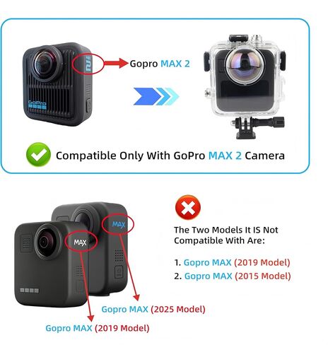 حافظة غوص مقاومة للماء فقط لجهاز Go Pro MAX2، مضادة للخدش ومقاومة للماء بعمق، 50 متر/164 قدم، غطاء حماية غير مرئي للغوص تحت الماء مع ملحق حامل (غير متوافق مع MAX 2019) in Kuwait