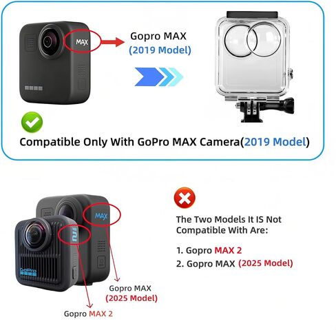 حافظة مقاومة للماء لكاميرا Gopro MAX Action، الوقاية من الغبار والغبار، غطاء حماية تحت الماء 40 متر مع ملحقات تثبيت على شكل قوس (ليس لـ MAX 2) in Kuwait