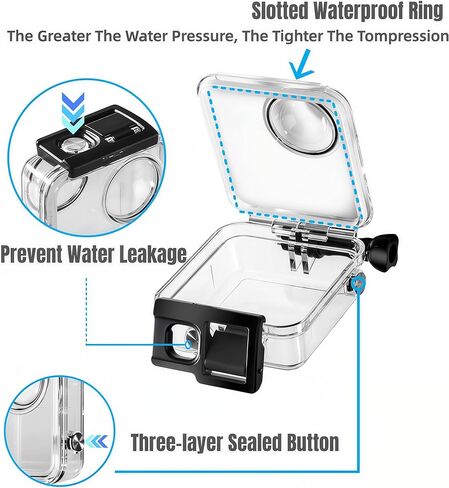حافظة مقاومة للماء لكاميرا Gopro MAX Action، الوقاية من الغبار والغبار، غطاء حماية تحت الماء 40 متر مع ملحقات تثبيت على شكل قوس (ليس لـ MAX 2) in Kuwait
