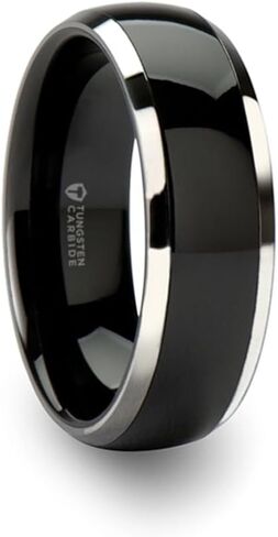 Roy Rose Jewelry Mens Black Ceramic Inlayed Tungsten Wedding Ring - Domed Comfort Fit - 6mm 7mm 8mm 10mm Wide - Style Name: Carrera in Saudi Arabia