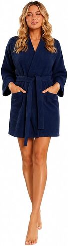 Chakir Turkish Linens Lightweight - Quick Dry Waffle Knit Bath, Spa and Bridesmaids Kimono Short Robe in Saudi Arabia