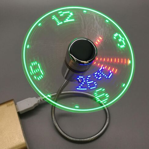 Mini Cooling Flashing Fan Time Temperature Display Hand Mini USB Fan DC 5V Portable Gadgets USB Powered Flexible Gooseneck LED Clock Real Time Display for Laptop PC Notebook (B) in Kuwait