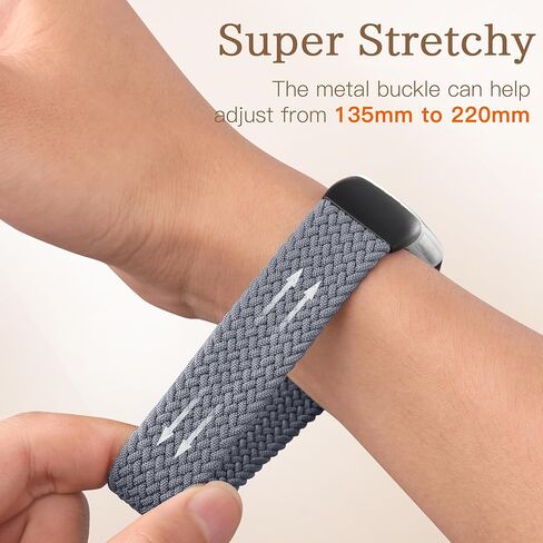 حزام Maledan القابل للتمدد متوافق مع Fitbit Charge 6/Charge 5 Band للنساء والرجال، سوار منسوج من النايلون القابل للتمدد وحزام معصم بديل لسوار Fitbit Charge 5/6 لتتبع اللياقة البدنية، رمادي in Kuwait