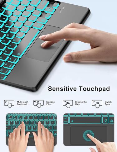 حافظة لوحة مفاتيح تعمل باللمس لجهاز Xiaomi Redmi Pad 2 11 بوصة 2025 وRedmi Pad SE 11 بوصة 2023 حافظة لوحة مفاتيح مع لوحة تتبع، غطاء لوحة مفاتيح بإضاءة خلفية لاسلكية قابلة للفصل مع فتحة قلم لجهاز Mi Pad2 11 بوصة، أسود in Kuwait
