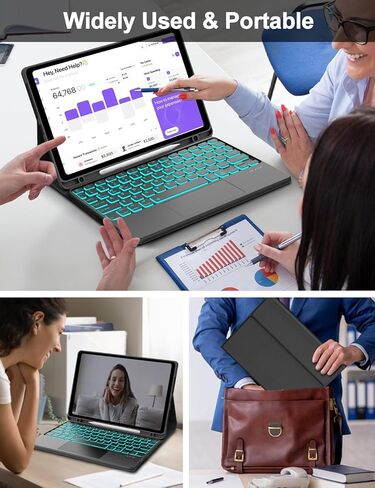 حافظة لوحة مفاتيح تعمل باللمس لجهاز Xiaomi Redmi Pad 2 11 بوصة 2025 وRedmi Pad SE 11 بوصة 2023 حافظة لوحة مفاتيح مع لوحة تتبع، غطاء لوحة مفاتيح بإضاءة خلفية لاسلكية قابلة للفصل مع فتحة قلم لجهاز Mi Pad2 11 بوصة، أسود in Kuwait