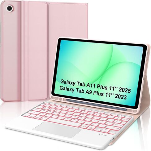 Keyboard Case for Samsung Galaxy Tab A11+ Plus 2025 & Galaxy Tablet A9+ Plus 11 Inch 2023 Case Keyboard with Trackpad, Touch Keypad with 7-Colors Backlit & Pen Slot for Samsung Tab A9 Plus, Sky Blue in Saudi Arabia