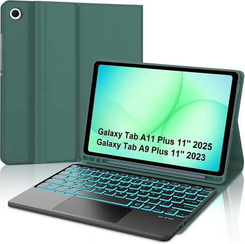 Keyboard Case for Samsung Galaxy Tab A11+ Plus 2025 & Galaxy Tablet A9+ Plus 11 Inch 2023 Case Keyboard with Trackpad, Touch Keypad with 7-Colors Backlit & Pen Slot for Samsung Tab A9 Plus, Sky Blue in Saudi Arabia