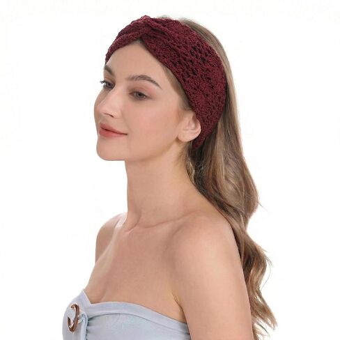 ZLYC Women Headband Handmade Crochet Knit Boho Flower Hair Bands (Crochet Black) in Saudi Arabia