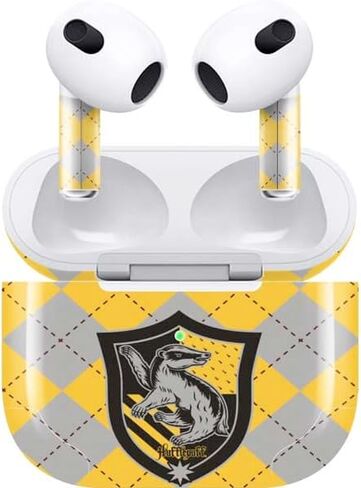 Skinit Decal Audio Skin Compatible with Apple AirPods (3rd Gen, 2021) - Officially Licensed Warner Bros Hufflepuff Crest Design in Kuwait