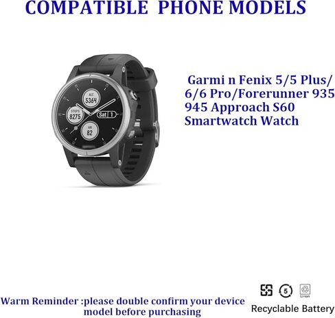 Pattaya 361-00097-00 Battery Replacement for Garmi n Feni x 5/5 Plus/6/6 Pro/Forerunner 935 945 Approach S60 Smartwatch Watch in Kuwait