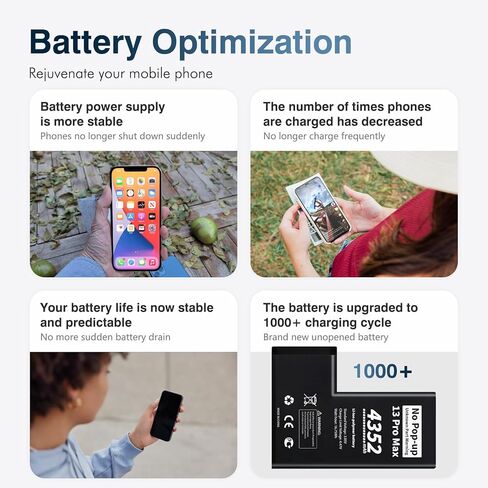 لا توجد بطارية تشخيصية منبثقة لجهاز iPhone 13 Pro Max - بطارية ذات تقييم حقيقي 4352 مللي أمبير في الساعة 0 دورة مع مجموعة أدوات كاملة - جزء غير معروف، خالية من التحذير in Kuwait