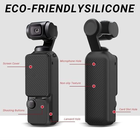 Protective Case for DJI Osmo Pocket 4, Slim Fit Silicone Skin with Screen Protection – Anti-Scratch, Shockproof, Black in Kuwait