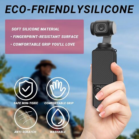 Protective Case for DJI Osmo Pocket 4, Slim Fit Silicone Skin with Screen Protection – Anti-Scratch, Shockproof, Black in Kuwait