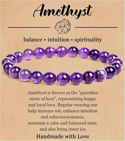 BOMAIL Natural Stone Bracelet for Women Men - 8MM Semi-Precious Gemstone Beaded Bracelet Healing Crystal Stretch Bracelet Yoga Bracelets Jewelry Gifts in Saudi Arabia