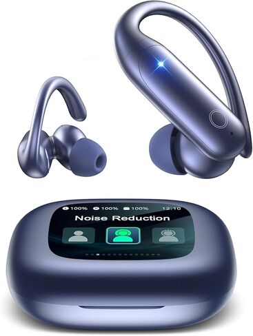 LEEMC Wireless Earbuds, Bluetooth Headphones 6.0, Ear Buds with Touch Screen, ANC ENC Noise Cancelling, 40H Bass Stereo Sound Over-Ear Earphones for iOS, Android, Sports, Workout，Darkblue in Kuwait