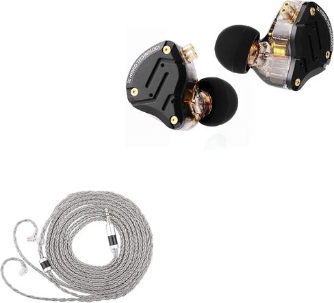 Linsoul KZ ZS10 Pro، 4BA+1DD 5 سماعات أذن HiFi معدنية داخل الأذن مع غطاء من الفولاذ المقاوم للصدأ، كابل Tripowin Zonie IEM، كابل سماعة أذن طويل 2 متر in Kuwait