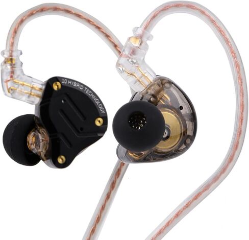 Linsoul KZ ZS10 Pro، 4BA+1DD 5 سماعات أذن HiFi معدنية داخل الأذن مع غطاء من الفولاذ المقاوم للصدأ، كابل Tripowin Zonie IEM، كابل سماعة أذن طويل 2 متر in Kuwait