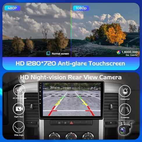Upgraded 8 Core Car Radio for Dodge Ram 1500 2500 3500 2009-2012 | Android 14, 4+64G with DSP Audio | Wireless CarPlay & Android Auto | 10" Ultra HD Touchscreen| Backup Camera, SWC, AM/FM/RDS in Kuwait