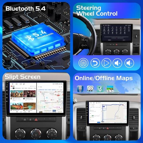 Upgraded 8 Core Car Radio for Dodge Ram 1500 2500 3500 2009-2012 | Android 14, 4+64G with DSP Audio | Wireless CarPlay & Android Auto | 10" Ultra HD Touchscreen| Backup Camera, SWC, AM/FM/RDS in Kuwait