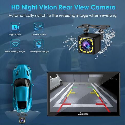 Carpuride Double Din Car Stereo with Wireless CarPlay & Android Auto Car Radio 10.1" Detachable Floating Touchscreen Car Audio Receivers with Bluetooth EQ Subwoofer Mirror Link SWC Backup Camera AM/FM in Kuwait