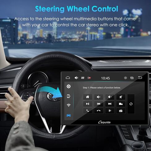 Carpuride Double Din Car Stereo with Wireless CarPlay & Android Auto Car Radio 10.1" Detachable Floating Touchscreen Car Audio Receivers with Bluetooth EQ Subwoofer Mirror Link SWC Backup Camera AM/FM in Kuwait