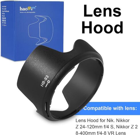 غطاء غطاء عدسة على شكل زهرة حربة HB-93 لكاميرا Nikon Nikkor Z مقاس 24-200 مم F4-6.3 VR، عدسة - تحل محل عدسة Nikon HB-93، مضادة للتوهج، عدسة حماية، تصميم ذو وجهين in Kuwait