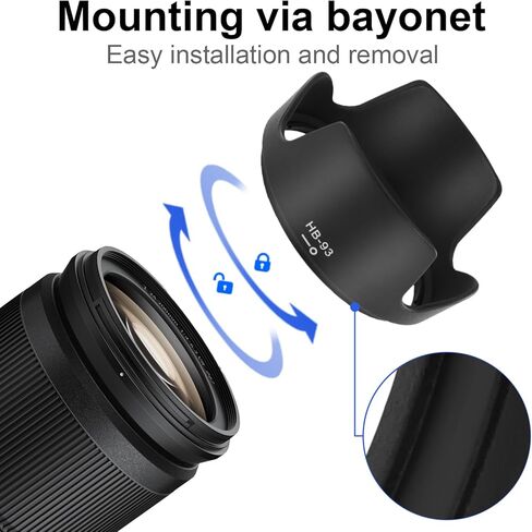 غطاء غطاء عدسة على شكل زهرة حربة HB-93 لكاميرا Nikon Nikkor Z مقاس 24-200 مم F4-6.3 VR، عدسة - تحل محل عدسة Nikon HB-93، مضادة للتوهج، عدسة حماية، تصميم ذو وجهين in Kuwait