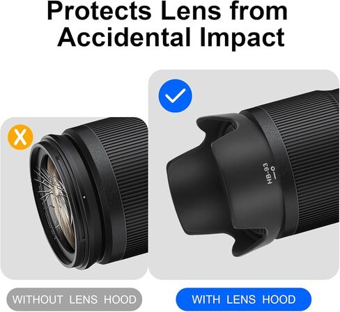غطاء غطاء عدسة على شكل زهرة حربة HB-93 لكاميرا Nikon Nikkor Z مقاس 24-200 مم F4-6.3 VR، عدسة - تحل محل عدسة Nikon HB-93، مضادة للتوهج، عدسة حماية، تصميم ذو وجهين in Kuwait
