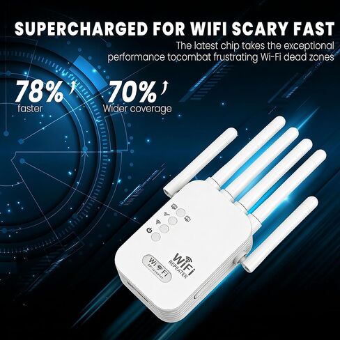 2026 معزز إشارة موسعات WiFi للمنزل طويل المدى يصل إلى 12880 قدم مربع و40 جهازًا، معزز إشارة موسع WiFi، معزز الإنترنت، موسع WiFi طويل المدى، إعداد سريع in Kuwait