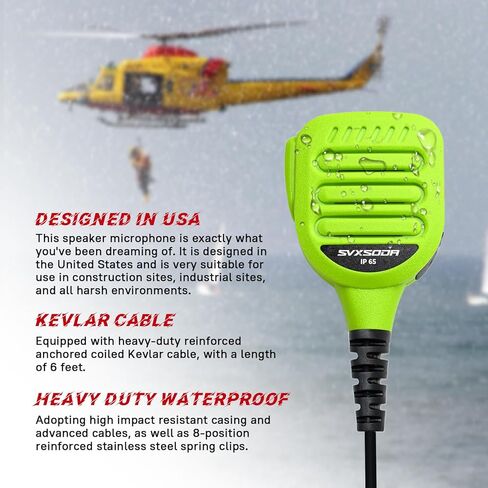 ميكروفون مكبر صوت عالي التحمل متوافق مع Motorola EVX-S24، Yaesu VX-6R، FT-270R، سلسلة Standard Horizon HX، تصميم PTT متين (أخضر) in Kuwait
