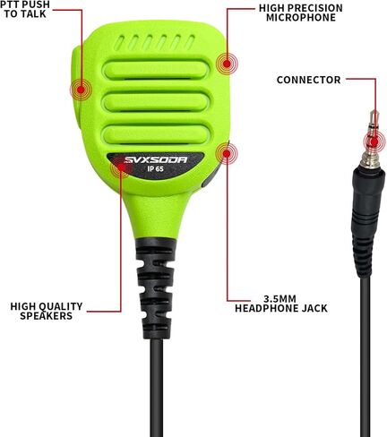 ميكروفون مكبر صوت عالي التحمل متوافق مع Motorola EVX-S24، Yaesu VX-6R، FT-270R، سلسلة Standard Horizon HX، تصميم PTT متين (أخضر) in Kuwait
