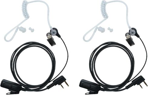 سماعة أذن مع ميكروفون PTT متوافقة مع كينوود NX-1200 NX-1300 TK-2107 Baofeng UV-5R UV-82 BF-F8HP K1 RT21 RT22 RT68 H-777S Pxton Walkie Talkie 2 Way Radio مع أنبوب صوتي، 2 حزمة in Kuwait