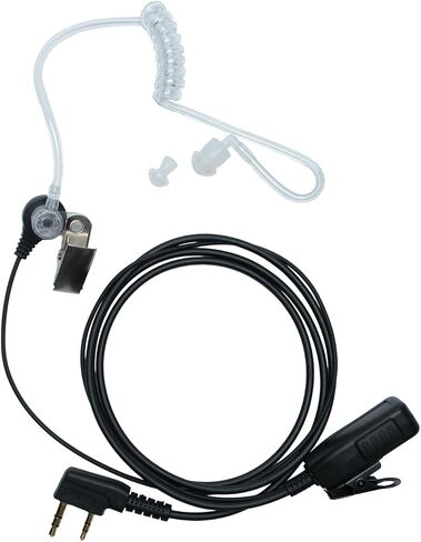 سماعة أذن مع ميكروفون PTT متوافقة مع كينوود NX-1200 NX-1300 TK-2107 Baofeng UV-5R UV-82 BF-F8HP K1 RT21 RT22 RT68 H-777S Pxton Walkie Talkie 2 Way Radio مع أنبوب صوتي، 2 حزمة in Kuwait
