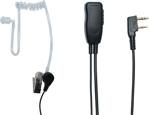 سماعة أذن مع ميكروفون PTT متوافقة مع كينوود NX-1200 NX-1300 TK-2107 Baofeng UV-5R UV-82 BF-F8HP K1 RT21 RT22 RT68 H-777S Pxton Walkie Talkie 2 Way Radio مع أنبوب صوتي، 2 حزمة in Kuwait