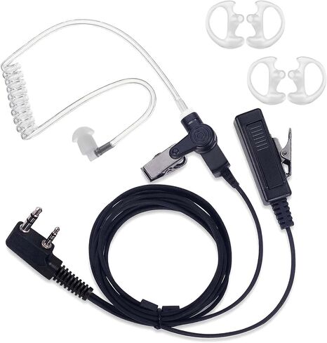 Walkie Talkie Earpiece with Mic/PTT Compatible for Baofeng Kenwood uv-5r uv-82 bf-888s bf-f8hp tk-2202 tk-2402 tk-3402 nx-200 nx-320 with Covert Acoustic Tube Headset and Medium Earmolds in Kuwait