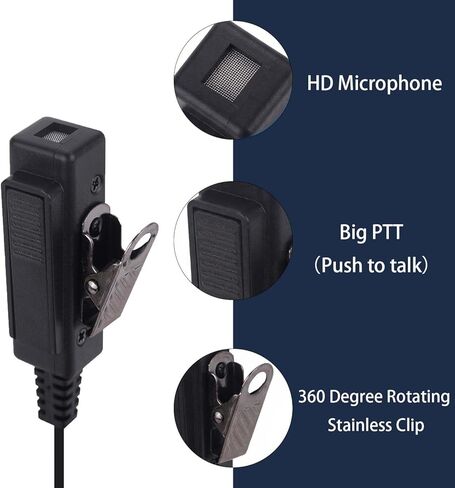 Walkie Talkie Earpiece with Mic/PTT Compatible for Baofeng Kenwood uv-5r uv-82 bf-888s bf-f8hp tk-2202 tk-2402 tk-3402 nx-200 nx-320 with Covert Acoustic Tube Headset and Medium Earmolds in Kuwait
