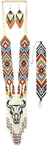 buybeaded Handmade beaded Native native american style glass seed bead Necklace Collar de cuentas nativas al estilo mexicano de los artesanos regalos para mujeres in Kuwait