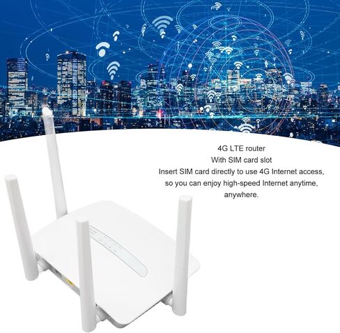 CUIFATI 4G LTE CPE WiFi Router, Portable WiFi Hotspot with 4 External Antennas and SIM Card Slot for Indoor Outdoor Coverage, Support 32 Users, Suitable for Europe Asia Africa (US Plug) in Kuwait