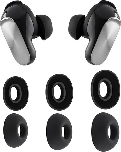 متوافق مع سماعات الأذن Bose Quietcomfort Ultra 2 Gen Tips، 3 أزواج مناسبة لأطراف استبدال سماعات الأذن Bose (S/M/L)، ملحقات سيليكون ناعمة سوداء in Kuwait